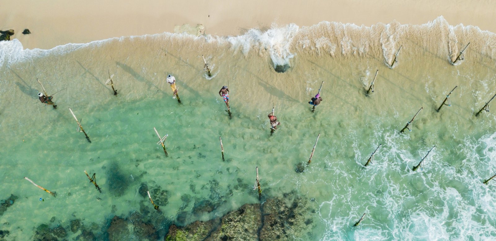 Aerial Stilt fishermen